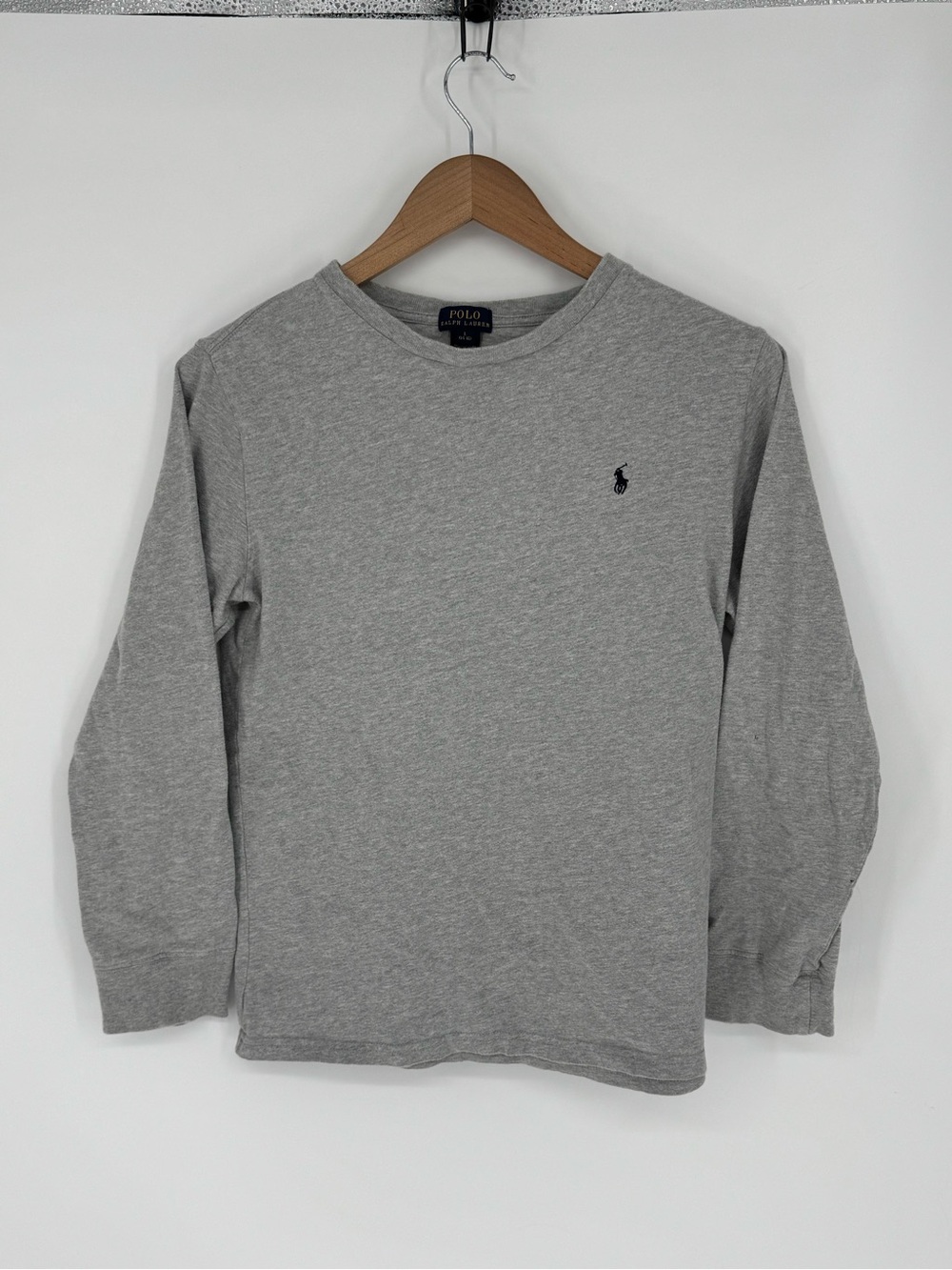Polo Ralph Lauren Shirt Boy’s Large 14-16 Long Sleeve Kids Youth T-Shirt Gray I1